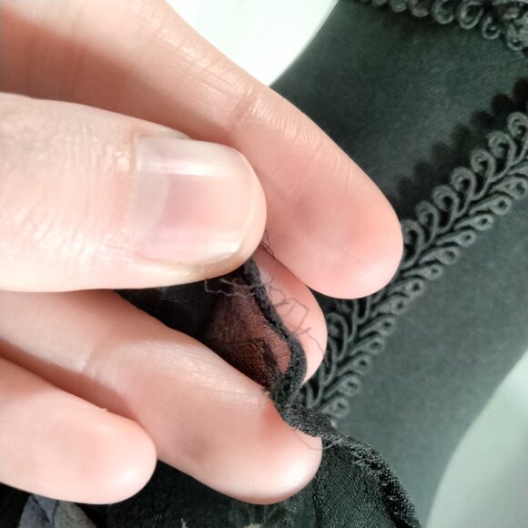 Vtg 90s Silk Beaded Blouse L Whimsigoth Fairy Floral Coquette Cottagecore Sheer - Picture 11 of 12